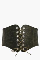 Boohoo Olivia Pu Corset Lace Up Belt Khaki