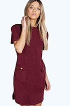 Boohoo Emma 70`s Pocket Detail Suede Shift