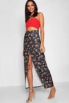 Boohoo Cherry Print Wrap Maxi Skirt