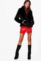 Boohoo Sophie Boutique Shawl Collar Faux Fur Coat