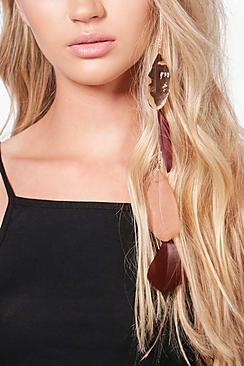 Boohoo Jennifer Feather & Chain Hair Clip