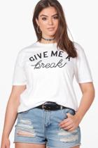 Boohoo Plus Nicola 'give Me A Break' Slogan Tee White
