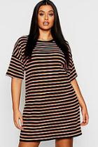 Boohoo Plus Multi  Stripe Oversized T-shirt Dress