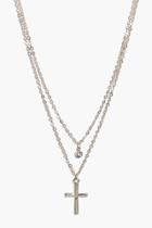 Boohoo Nancy Diamante And Cross Layered Necklace Gold