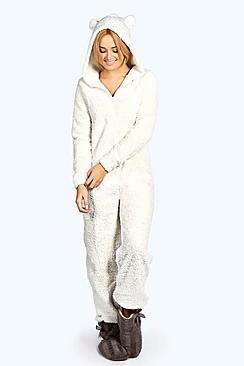 Boohoo Emma Fleece Animal Ear Onesie