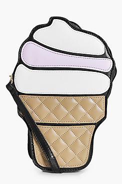 Boohoo Nina Black Ice Cream Cross Body Bag