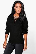 Boohoo Hallie Lace Front Soft Knit Jumper