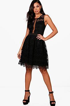 Boohoo Boutique Corded Lace Skater Dress