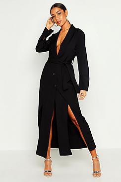 Boohoo Maxi Length Belted Blazer Dress