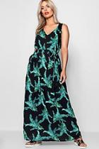 Boohoo Plus Annie Floral Print V Neck Maxi Dress