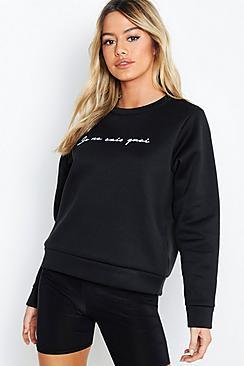 Boohoo Petite French Slogan Sweat Top