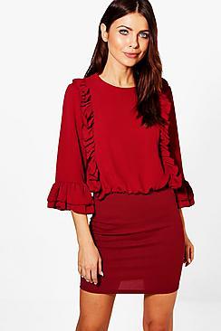 Boohoo Vanessa Frill Detail Bodycon Dress