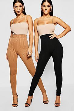 Boohoo Jumbo Rib 2 Pack Leggings