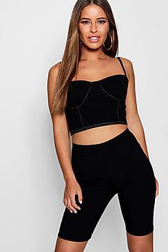 Boohoo Petite Natasha Ribbed Cycling Shorts