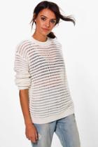 Boohoo Grace Bubble Stitch Jumper Cream