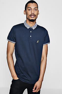 Boohoo Short Sleeve Polo With Jacquard Collar & Cuffs