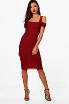 Boohoo Iona Square Neck Cold Shoulder Midi Dress