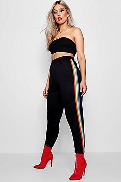 Boohoo Plus Plus Rainbow Trim Jogger