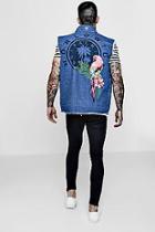 Boohoo Sleeveless Denim Jacket With Back Print
