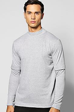 Boohoo Faux Layer T Shirt With Turtle Neck
