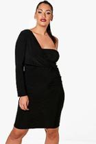 Boohoo Plus Riley Knot Front Asymmetric Bodycon Dress