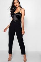 Boohoo Naomi Statement Belt Peg Leg Trouser