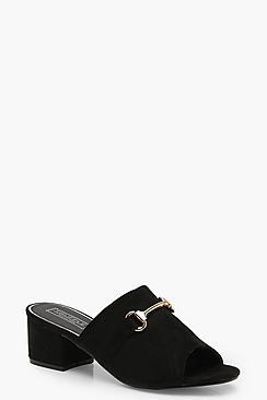 Boohoo Metal Trim Block Heel Mules