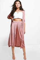 Boohoo Rebecca Pleat Front Crop Trouser Mauve