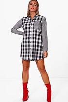 Boohoo Olivia Mix & Match Print Gingham Shirt Dress