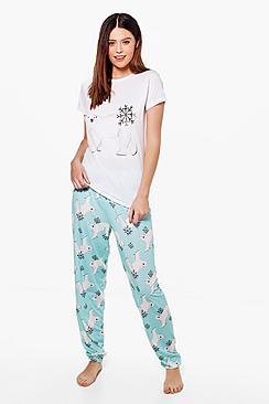 Boohoo Tall Siana Polar Bear T-shirt & Trouser Set