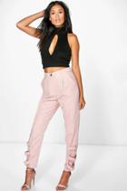 Boohoo Nysa Buckle Ankle Soft Touch Utility Trousers Blush