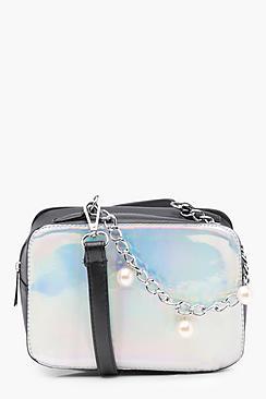 Boohoo Vi Holographic Contrast Box Cross Body Bag