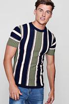 Boohoo Vertical Stripe Knitted Muscle Fit T-shirt