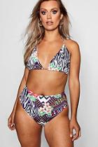 Boohoo Plus Tropic Aztec Triangle Bikini