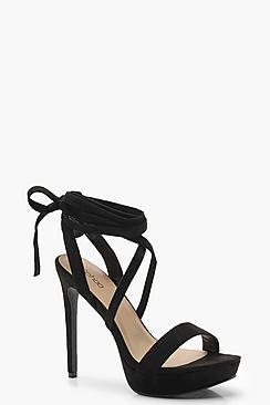 Boohoo Wrap Platform Two Part Heels