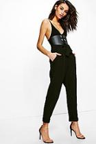 Boohoo Adana Tie Waist Tailored Slim Fit Trouser