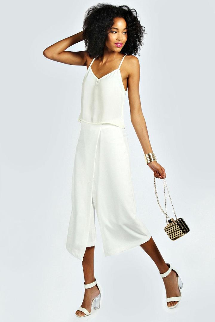 Boohoo Romony Double Wrap Culottes - Ivory