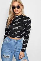 Boohoo Plus Au Revoir High Neck Crop Top