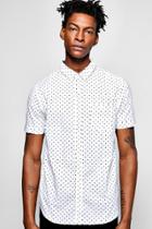 Boohoo Short Sleeve Polka Dot Print Shirt White