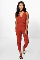 Boohoo Molly Cross Front Woven Jumpsuit