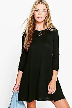 Boohoo Poppy Marl Fine Knit Swing Dress