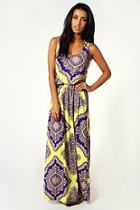 Boohoo Petite Rosie Neon Paisley Twist Back Maxi Dress