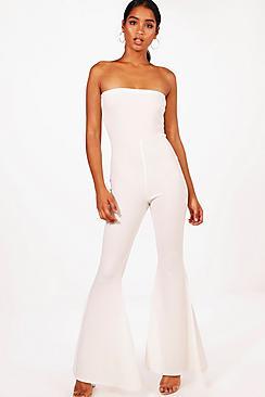 Boohoo Rosie Bandeau Extreme Flare Jumpsuit