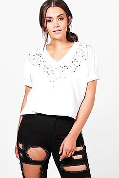 Boohoo Plus Amanda Pearl Detail T-shirt