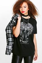 Boohoo Plus Claire Sweet Angel Graphic Band T-shirt Black
