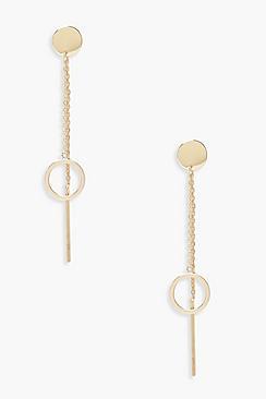 Boohoo Circle Drop & Double Chain Earring