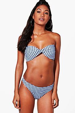 Boohoo Auckland Mix & Match Gingham Twist Bandeau Top