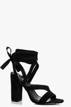 Boohoo Lara Block Heel Wrap Straps