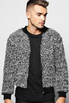 Boohoo Boucle Bomber In Salt And Pepper Multi