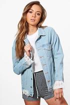 Boohoo Eve Broderie Anglaise Denim Jacket